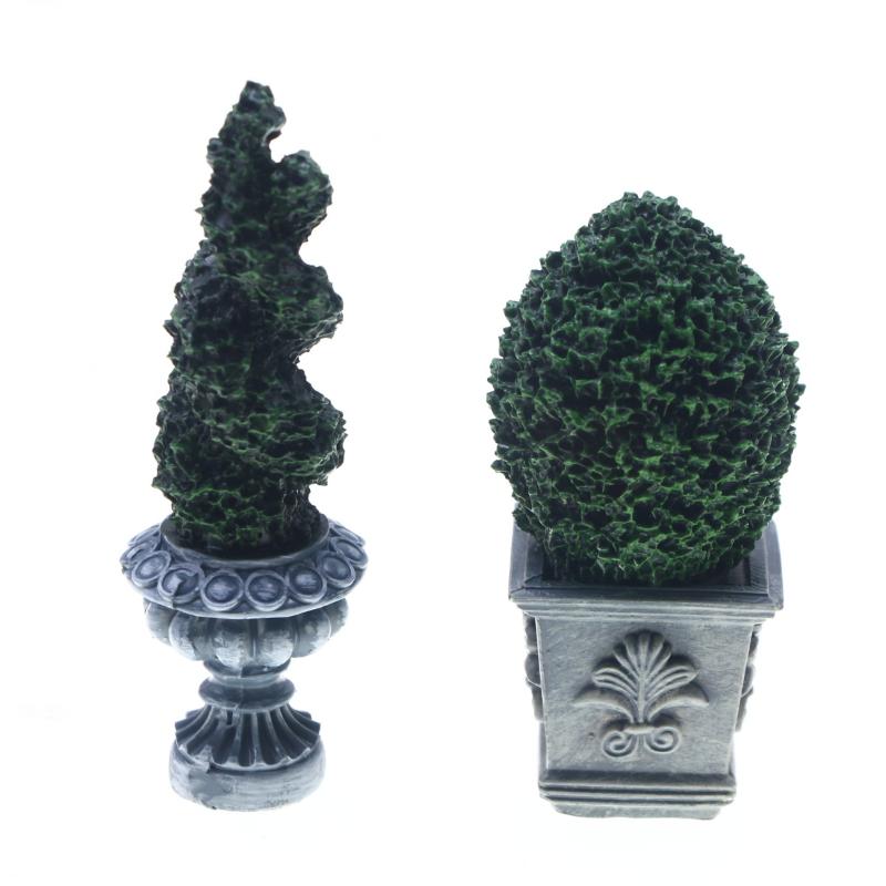 Bonsai Garden House - ของตกแต่งสวน ตุ๊กตาตกแต่งบ้าน ต้นบอนไซจำลอง ขนาด 1/12 ต้นไม้สีเขียวในกระถางจำลอง