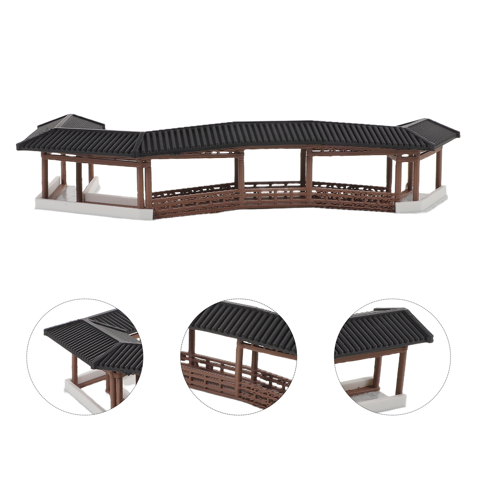 Bonsai Garden House - สะพานจิ๋วสไตล์โบราณ ของตกแต่งภูมิทัศน์ขนาดเล็กพลาสติก สำหรับฉากบอนไซ ของประดับโต๊ะสวน สะพานบ้านจิ๋ว DIY