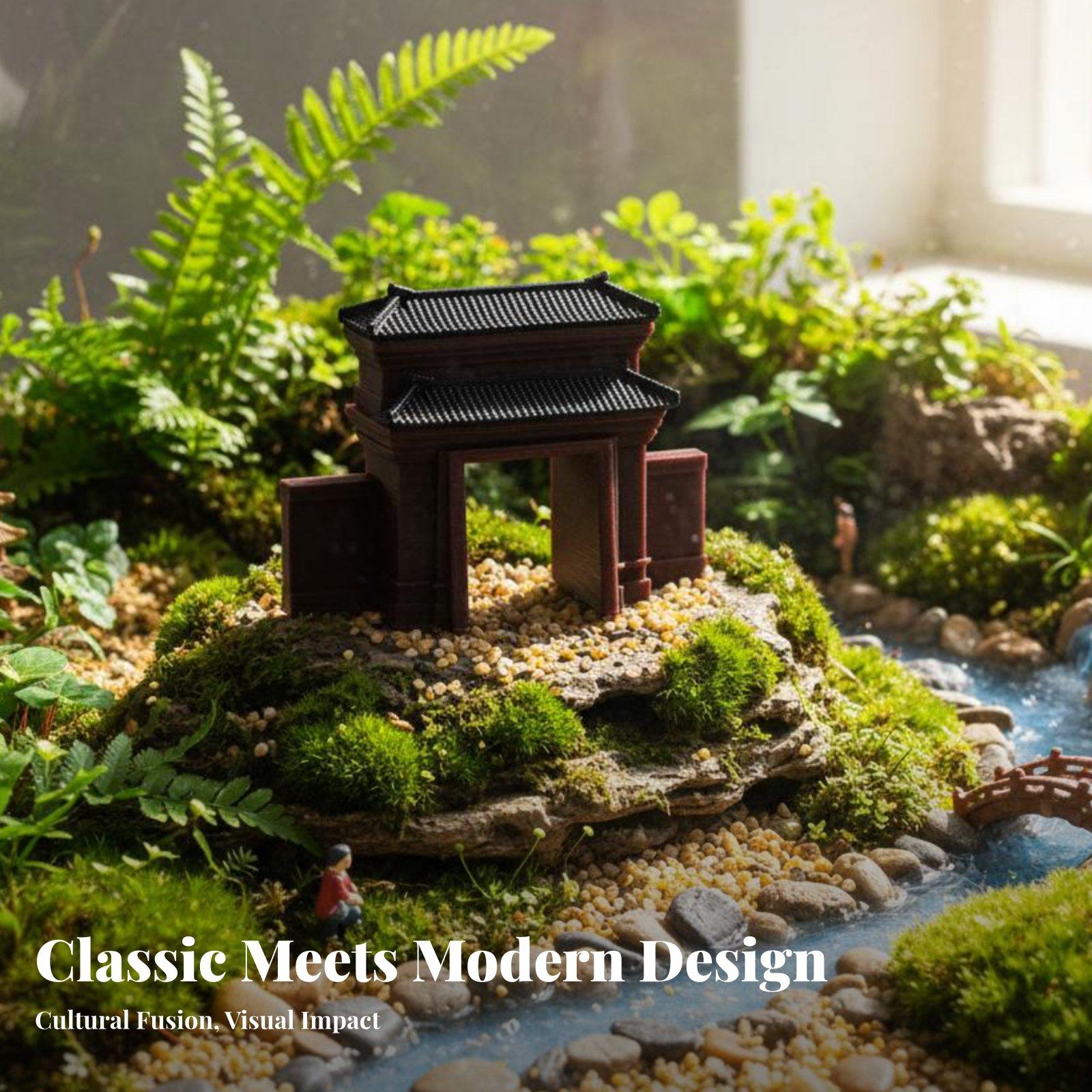 Bonsai Garden House - โมเดลบ้านเรซินทำมือสำหรับตกแต่งต้นบอนไซ โมเดลสถาปัตยกรรมจีนสำหรับตกแต่งสวนบนโต๊ะ