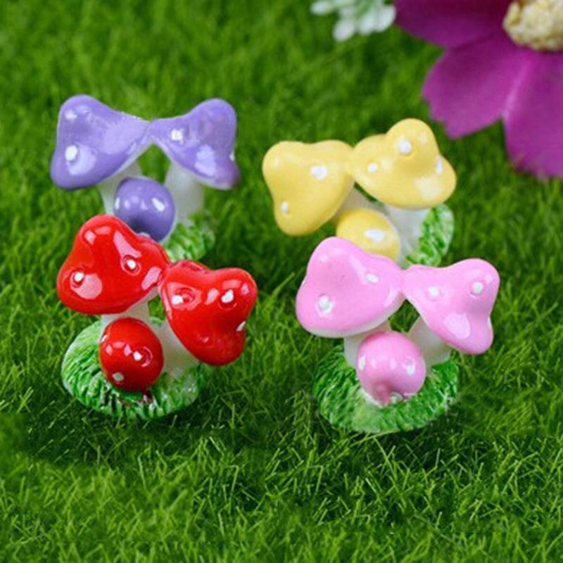 Bonsai Garden House - 1 ชิ้น 4 สีน่ารักมินิเรซิ่นเห็ด Fairy Garden