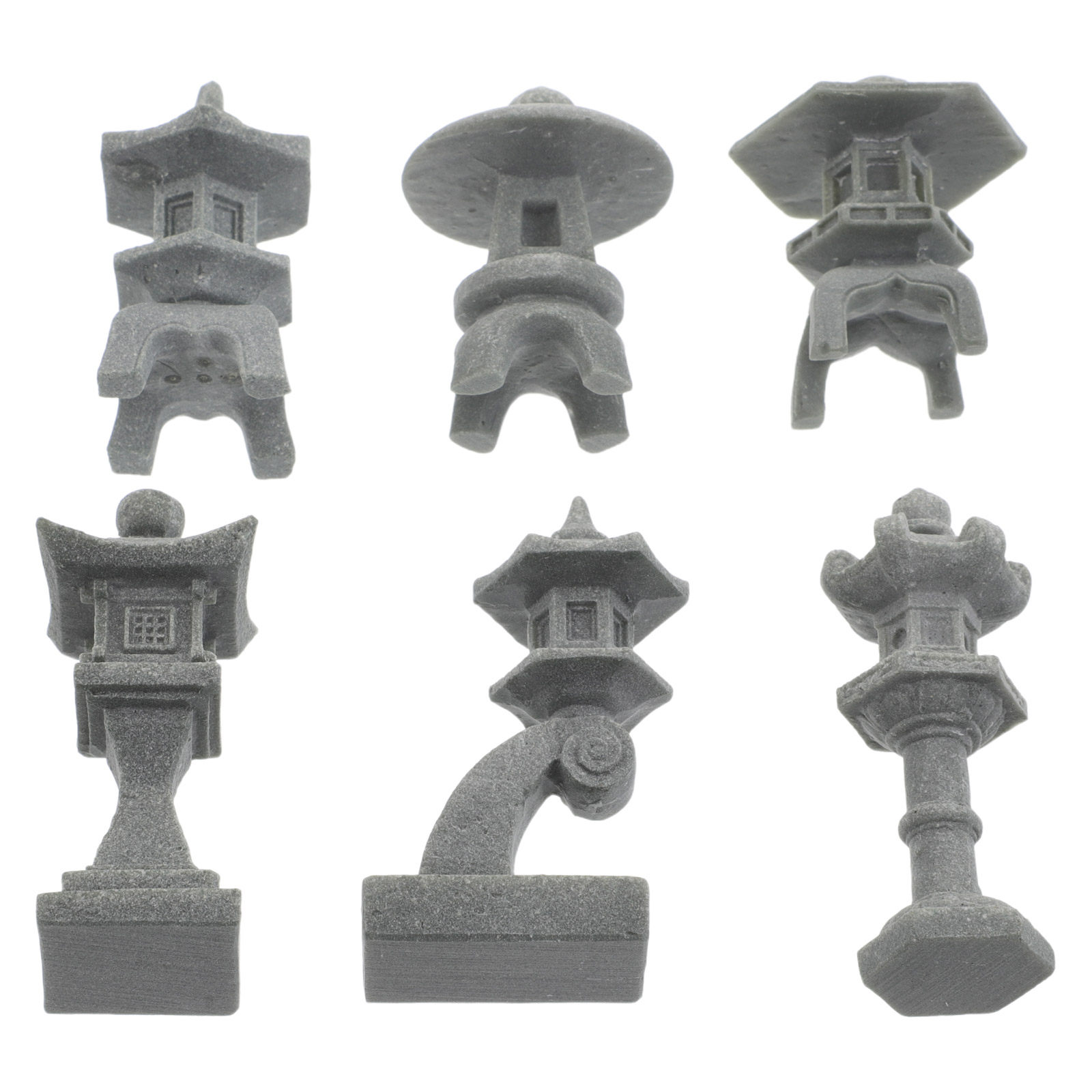 Bonsai Zen Garden Set - ชุดโคมไฟหินญี่ปุ่น 6 ชิ้น รูปปั้นเจดีย์ ตกแต่งตู้ปลาแบบเอเชีย รูปปั้นสวนจิ๋ว