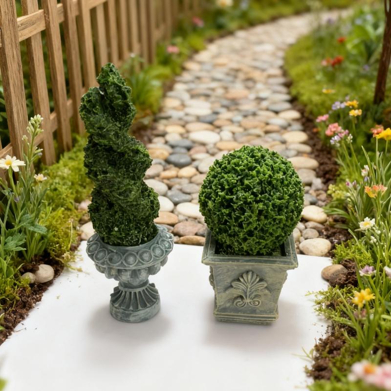 Bonsai Garden House - 1/12 ตุ๊กตาจำลองต้นไม้สีเขียวในกระถาง โมเดลบ้านตุ๊กตา ตกแต่งสวนบ้าน ตุ๊กตาบ้าน ต้นบอนไซประดับตกแต่ง