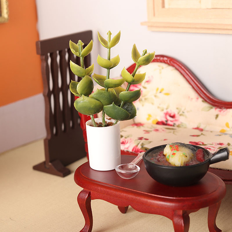 Bonsai Garden House - สินค้าลดราคาใหม่ 1:12 ตุ๊กตาจิ๋ว ต้นไม้กระถาง ใบไม้สีเขียว กระถางบอนไซ