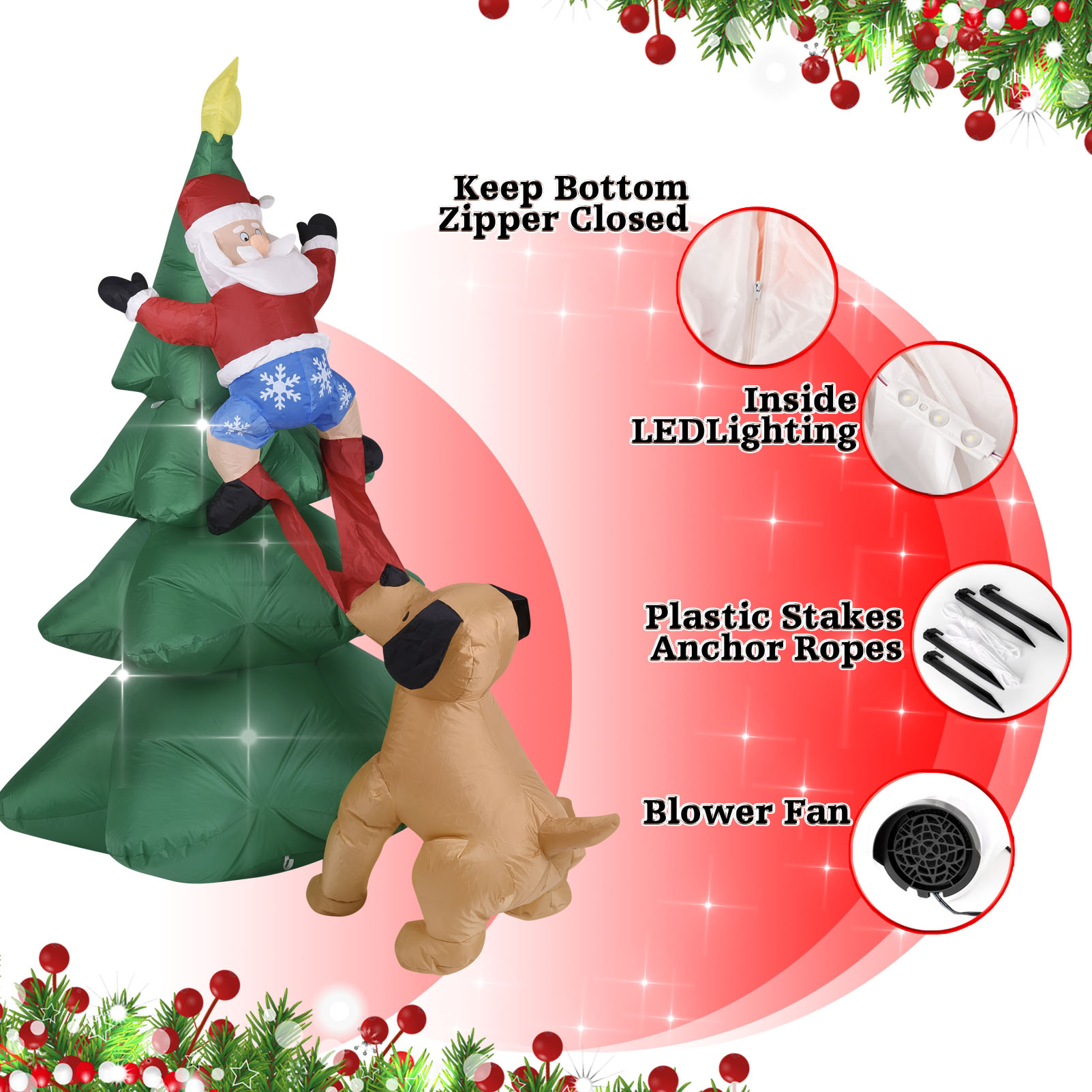 ตุ๊กตาสุนัขเป่าลมคริสต์มาส พร้ - Bonsai Garden Tree บทวิจารณ์และราคา