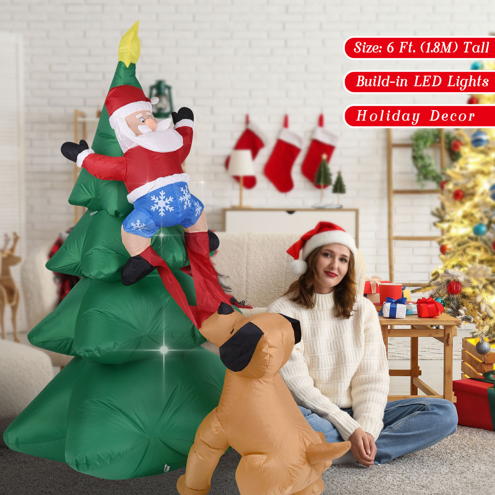 ตุ๊กตาสุนัขเป่าลมคริสต์มาส พร้ - Bonsai Garden Tree บทวิจารณ์และราคา