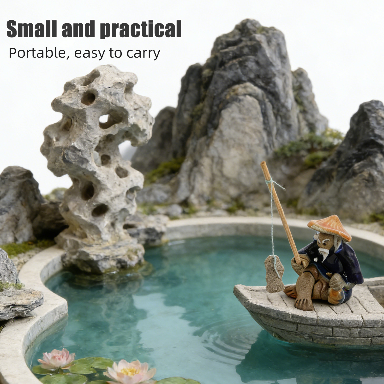 รูปปั้นชาวประมงเซรามิกขนาดเล็ก - Bonsai Garden Landscape Design บทวิจารณ์และราคา