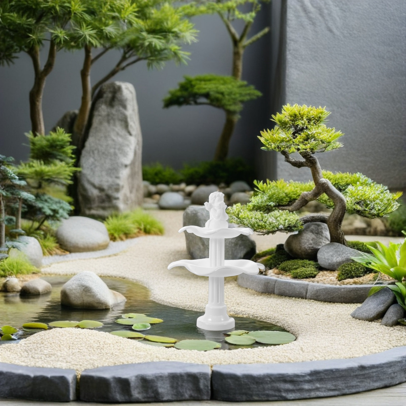 2 ชิ้น น้ำพุจิ๋วพลาสติกสองชั้น - Bonsai Garden Landscape Design บทวิจารณ์และราคา